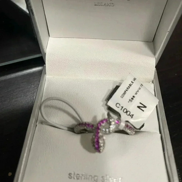 Vita di Grazia Milano 925 Sterling Silver Snake Ring Pink Cubic Zirconia Diamond - Picture 9 of 10